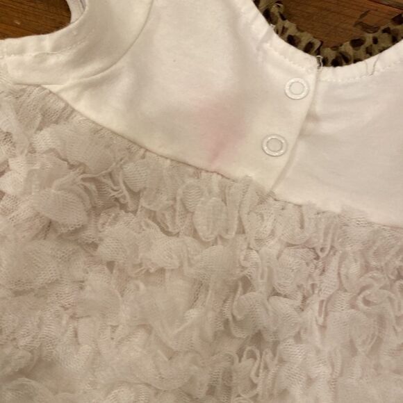 Nanette Baby Fancy Dress Off White Layered Ruffle Rose Bud Leopard Accent O-3 M - Picture 11 of 14